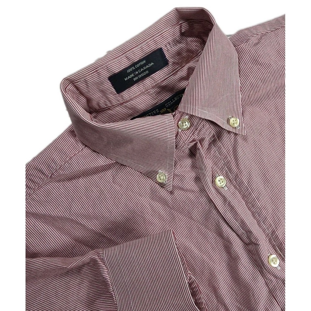 Jos A Bank‎ Executive COLLECTION Shirt Mens 15 X 33 RED Striped Long Sleeve